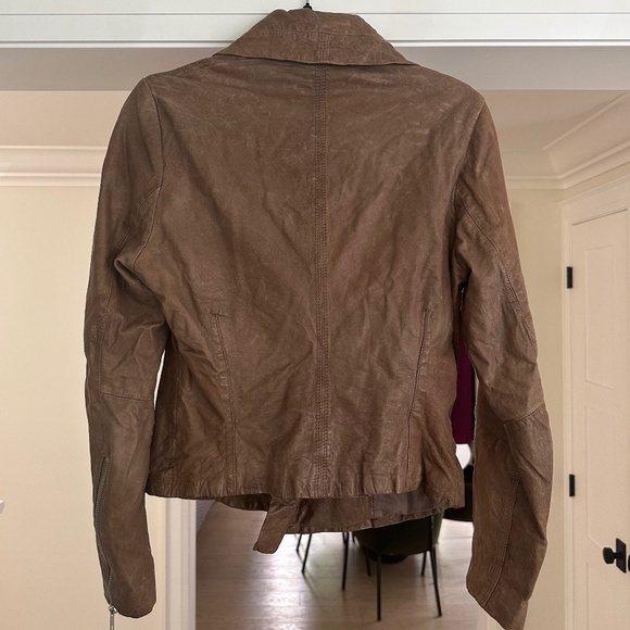 LINE Light Brown Textured Lambskin Motorcycle Jacket - Size L - Picture 5 of 12